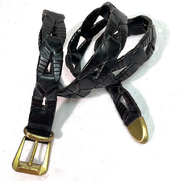WCM Made in Spain leather Braided black belt - Picture 2 of 5